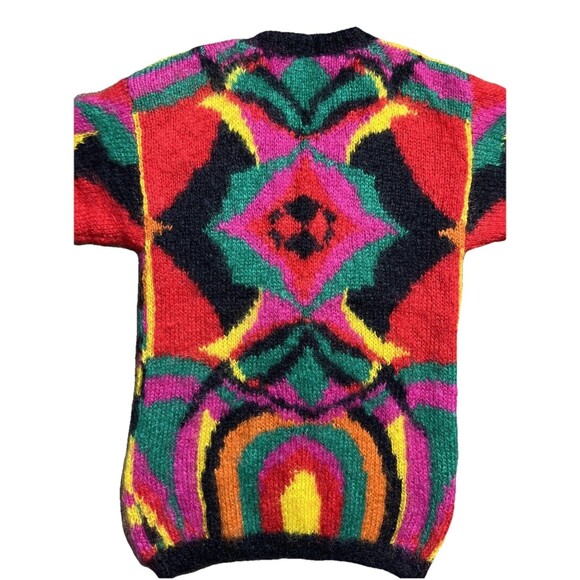 Vintage Classiques Mohair Acrylic Fuzzy Colorful Cardigan Sweater 80s Sz M - Picture 7 of 13